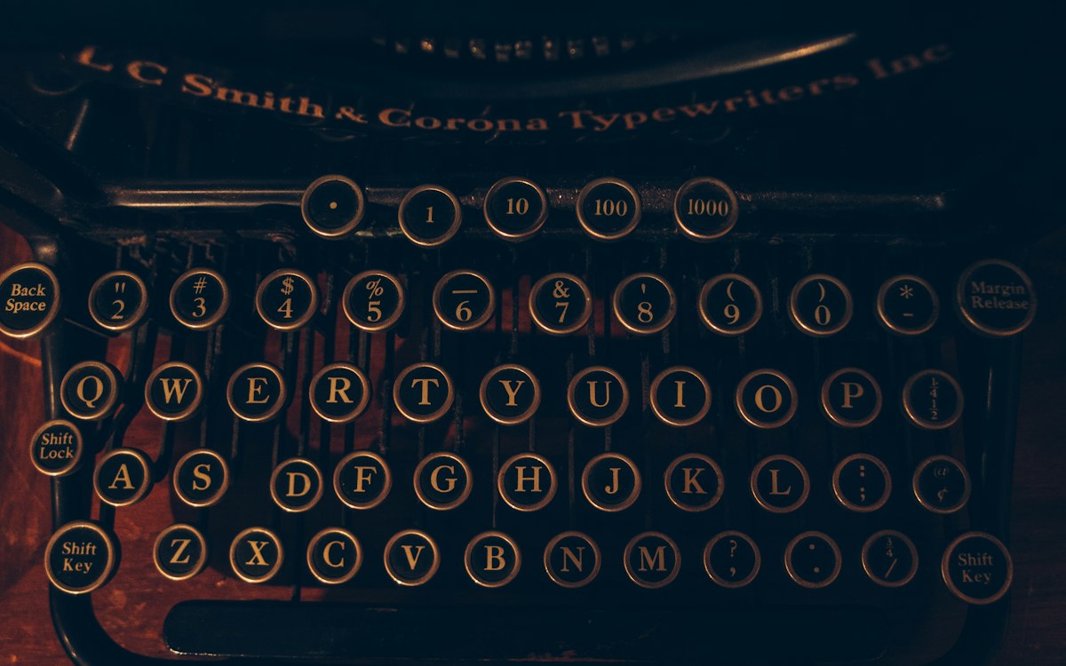 Close-up of vintage typewriter keys